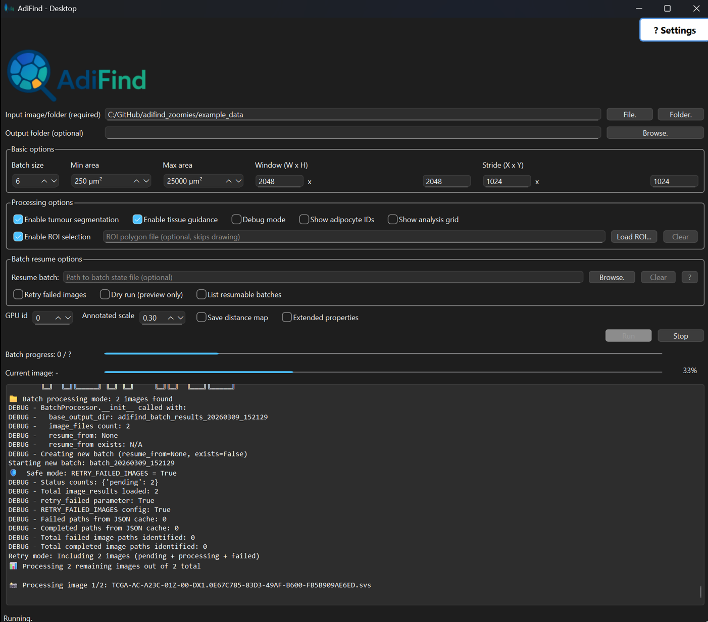 Screenshot of the AdiFind graphical user interface.